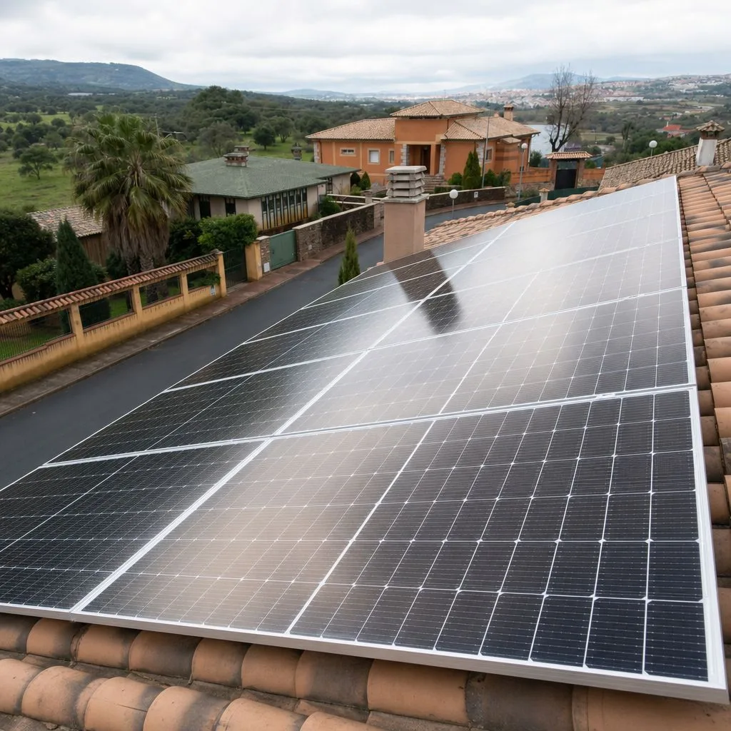 Instalación de placas solares en el tejado de un chalet en Alicante