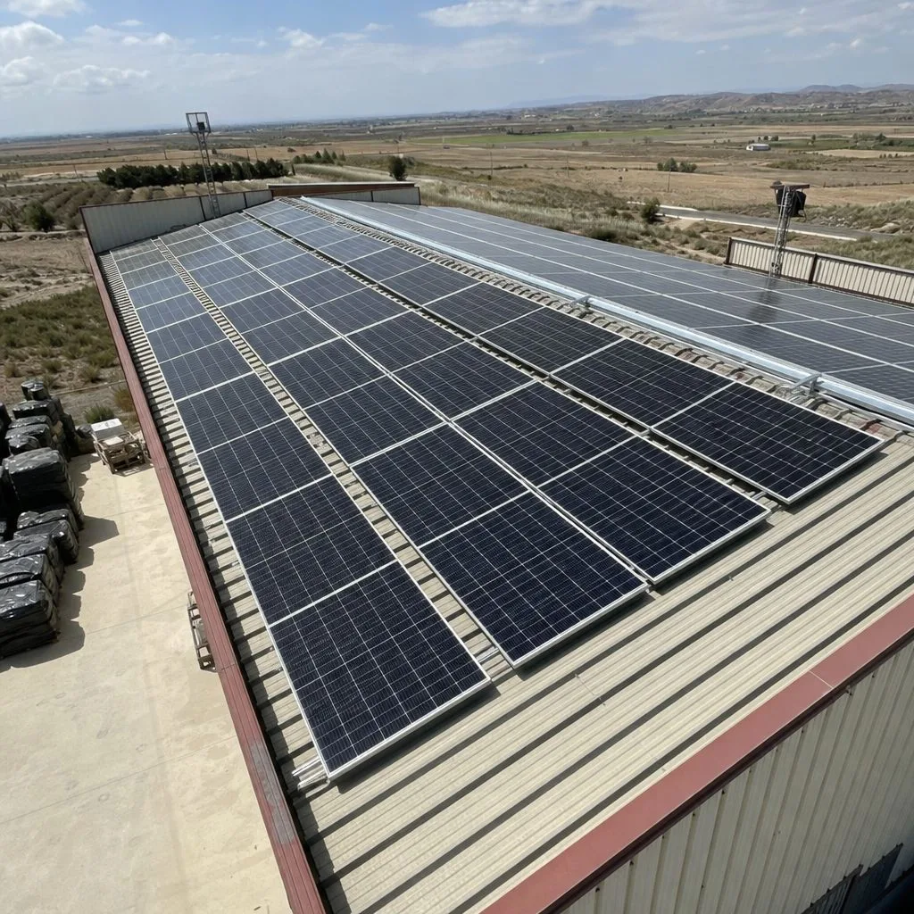 Placas solares en la cubierta de una nave industrial en Alicante