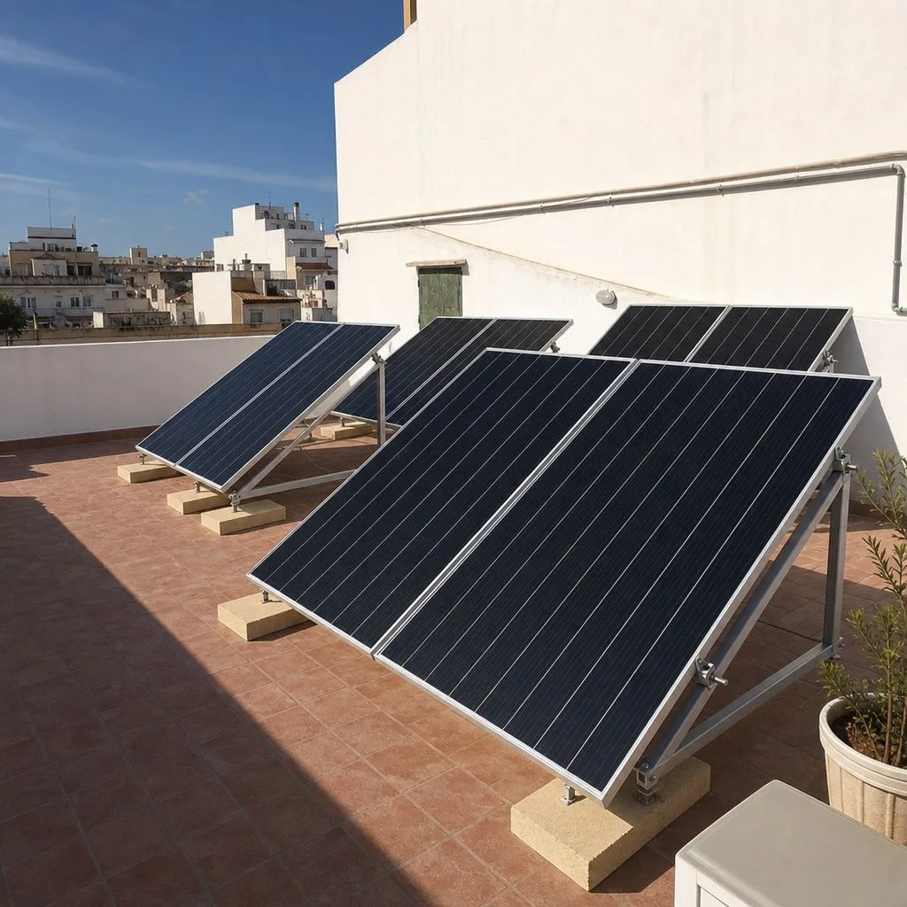 Placas solares en la terraza de una vivienda de Torrevieja